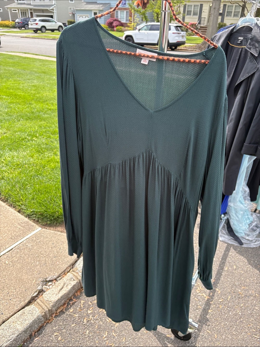 Knox Rose Deep Teal Long Sleeve V-Neck Swing Dress